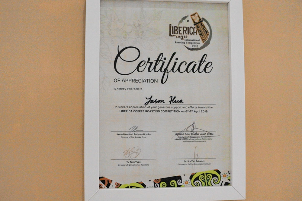 Liberica Roasting Competitionの証書